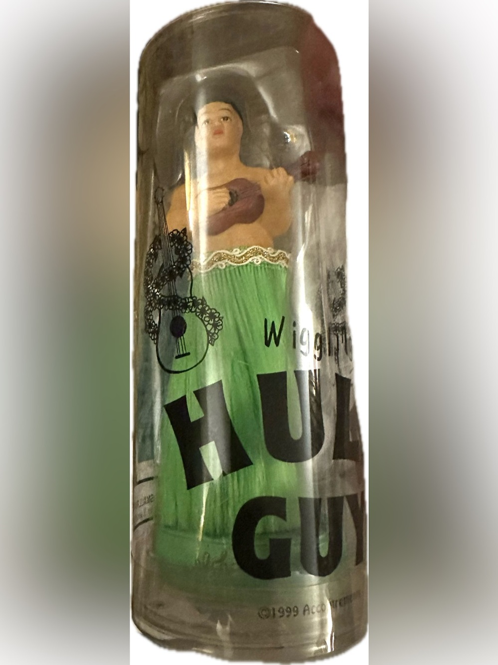 NWT NIB 1999 NEW Hawaiian Hula Wiggling Ukulele Man Figure Figurine Green Skirt
